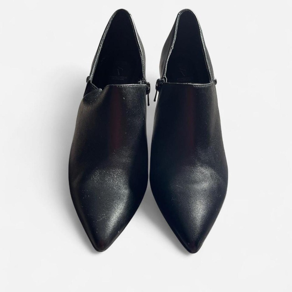 Simply Vera Vera Wang Black Leather Pointed Toe Shootie Heeled Ankle Boots